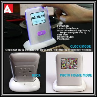 USB Digital Photo Frame With Digital Travel Alarm Clock & Thermometer 