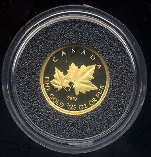   Red Maple Tree 50 cents .9999 Gold Proof Coin 1/25 Ounce RCM UNC Box
