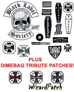   23PC BLACK SET OF PATCHES LABEL SOCIETY BLS DIMEBAG 