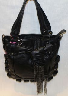 FORNARINA Floryan Black Detailed Chain Knot Small Shopping Handbag Bag 