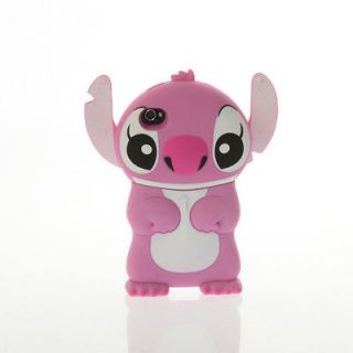 Disney Lilo Stitch Die Cut 3D Case Cover Pink Skin House For iPhone 4 