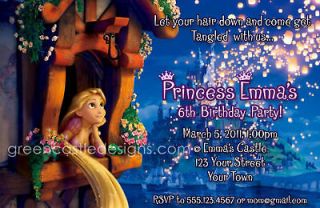 Tangled Invitations   20 Custom Personalized Birthday Party Invites w 