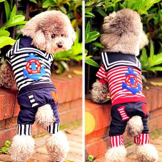   Red/Blue Sailor Suit Navy Dog Pet Clothes Summer Puppy Jumpsuit Shirt