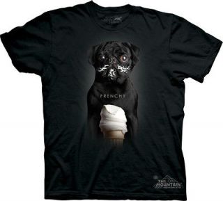   Tee Shirt RON SCHMIDT Cotton T Shirt LOOSE LEASHES Dog BLACK PUG