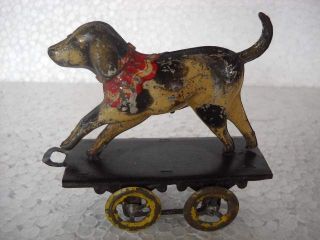 Vintage Big Dog on Wheel Penny Tin Toy