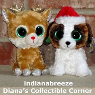   ALPINE Reindeer & PRESENTS Dog ~ 6 Ty Beanie Baby Boos ~ 2012 ~ NEW