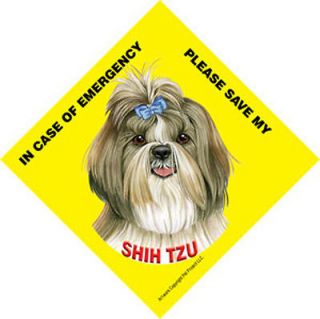 Save My Shih Tzu Dog Car Window Sign Emergency Rescue