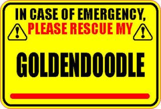 IN CASE OF EMERGENCY RESCUE MY GOLDENDOODLE DOG STICKER