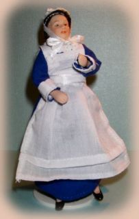 Dolls house miniature doll  porcelain Nur​se Maid 112 with stand