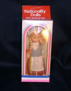 VINTAGE NATIONALITY DOLL WITH SLEEPING EYES IN BOX FINLAND GIRL OLD 