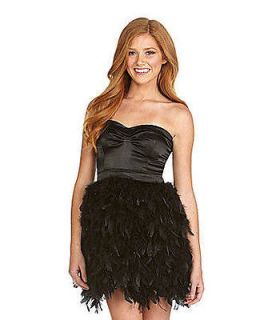 AS U WISH FEATHER STRAPLESS SWEETHEART BUSTIER PARTY CLUB MINI DRESS $ 