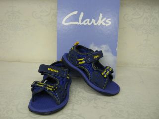 Clarks Boys Piranha Boy Navy Velcro Doodles Sandals