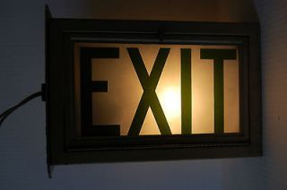 Industrial Antique Double Sided EXIT Indicator Light Sign w/ Glass 