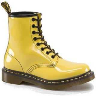 Dr. Martens Womens 1460 8 Eye Leather Ankle Boots Sun Yellow Patent 