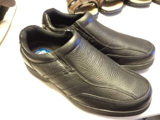 Dr Scholls Casual Black Leather Slip On Shoe 10.5W Massaging Gel 