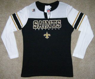 NFL New Orleans Saints Womens Game Day Split Neck Long Sleeve Shirt