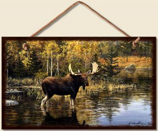 41 749 MOOSE WOOD SIGN WILDLIFE WOODEN SIGNS WITH    NEW 