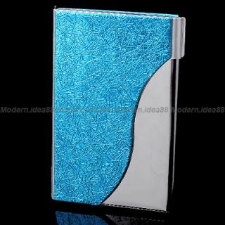 NEW GIFT BLUE SILVER ALUMINUM WAVE METAL BUSINESS CREDIT ID CARD 