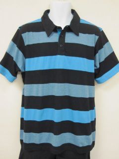 NEW BILLABONG Mens golf shirt Wide Stripes TURQUOISE 60% cotton 40% 