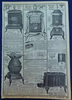 Original Vintage Antique 1924 5 Wards Ads for Home Heaters Windsor 