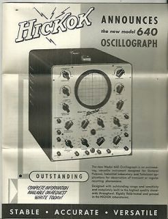 Hickok Oscillograph Model 640 Sales Brochure Catalog