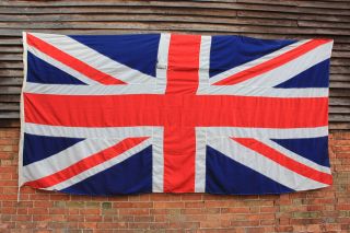 Antique Vintage Massive British Appliqué Stitched Union Jack Flag 141 