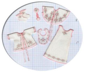 Dollhouse Miniature Newborn Baby Clothing Kit, Vintage Slip/Jacket, 1 