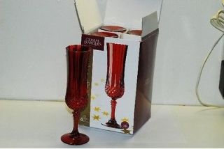 Durand Cristal D’Arques Longchamp Ruby Red Champagne Flute 