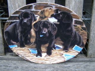 FRANKLIN MINT LABRADOR DOG FOUR ACES POKER CARDS OVAL PLATE NO.RT0068