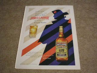 1952 James E. Pepper Kentucky Bourbon Whiskey Ad Paul Rand Art