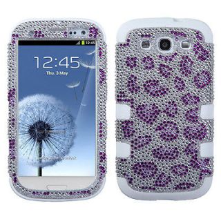 Samsung Galaxy S III 3 BLING IMPACT TUFF HYBRID Hard Case Cover Purple 