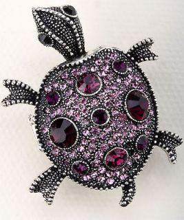 Purple crystal turtle tortoise stretch ring JEWELRY 7;buy 10 items 