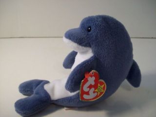 Ty Beanie Babies~Echo the Gray & White Dolphin~Crease​d Heart Tag~G2