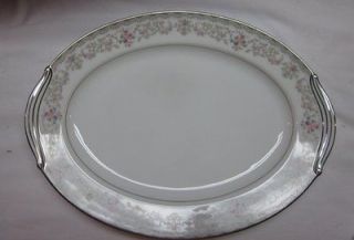 NORITAKE CHINA EDGEWOOD 5807 SERVING OVAL PLATTER JAPAN PINK FLOWERS 