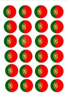  PORTUGAL PORTUGUESE FLAGS EDIBLE CUP CAKE TOPPERS WAFER RICE PAPER