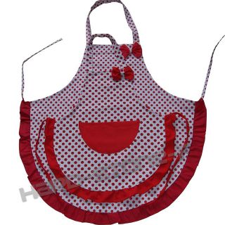 2pcs Lovely Dot Pattern Canvas Apron with Pocket for Adult & Kid Mummy 