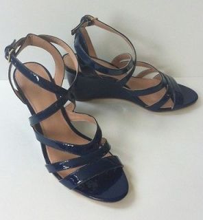 NEW $198.00 J Crew Marci Patent Wedges heels 8 Casablanca Blue