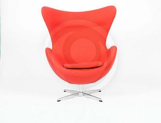 EGG CHAIR & OTTOMAN RED WOOL mid century modern furniture lounge swan
