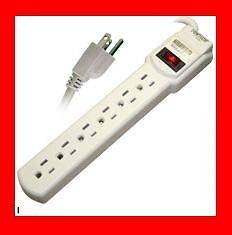 Six Outlet Electrical Power Strip With Surge Protector