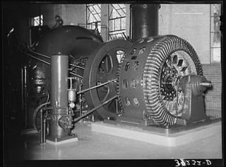 Water turbine,electric generator at municipal power plant. Logan,Utah