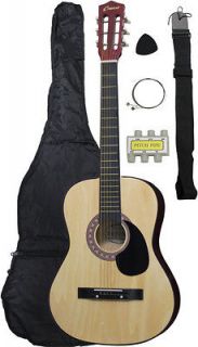   Beginners NATURAL Acoustic Guitar+GIGBAG+STRAP+TUNER+LESSON and More