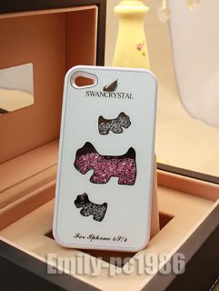 Hot Sale Cute Dog Swarovski Element Crystal Case Cover For iPhone 4 4S
