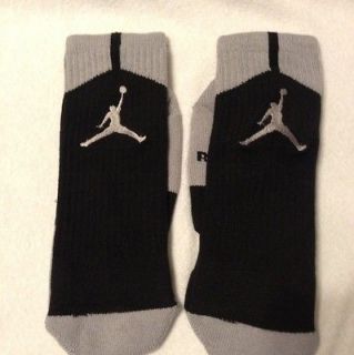 New Nike Elite Air Jordan Crew Black Basketball Socks Size Large 8 12 