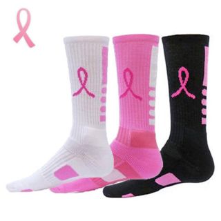  Elite Socks   Breast Cancer Awareness   Elite Pink Ribbon Crew Socks 