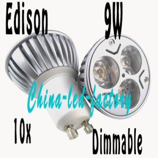 10XSuperbright Edison GU10 9W 3x3W LED Standard Spotlight Lamp 