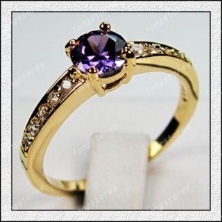 Jewellery New amethyst ladys Yellow Gold Filled Ring Size7/8/9/10 For 