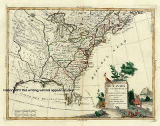 1778 FRENCH WAR MAP AMERICAN COLONIES & CANADA