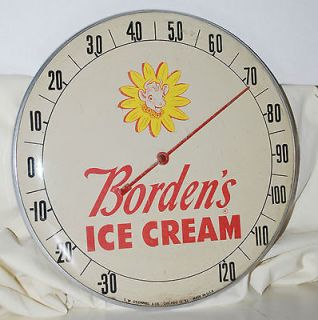   Bordens Ice Cream Advertising Thermometer   Elsie   Glass Front   12