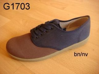 Mens New Style NAVY AND BROWN 2 Tone WINOS CANVAS OXFORDS SHOES by Zig 