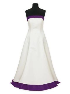 Ivory or White and Colour Satin Wedding Dress   Emilia